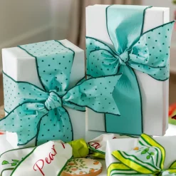 Aqua Swiss Dot Ribbon, 4" X 10YD