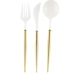 Bella Cutlery, White & Gold