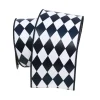 Black and White Foil Jester Diamond Ribbon, 4"X10YD