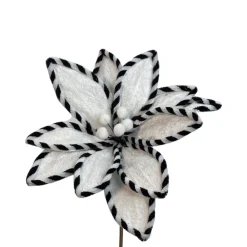 Black and White Velvet Poinsettia Pick