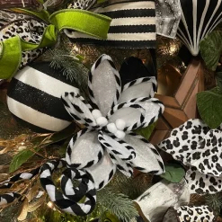 Black and White Velvet Poinsettia Pick