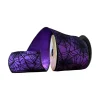 Black Glitter Spider Web on Purple Ribbon, 4" x 10YD