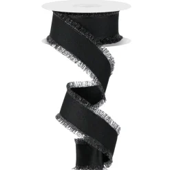 Black Grosgrain Fuzzy Edge Ribbon, 1.5" X 10YD