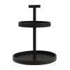 Black Mango Wood 2-Tier Tray with Handle