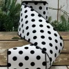 Black Polka Dot on White Ribbon, 4” X 10YD