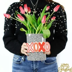 Black Small Dot Big Oval Vase by Happy Everything!