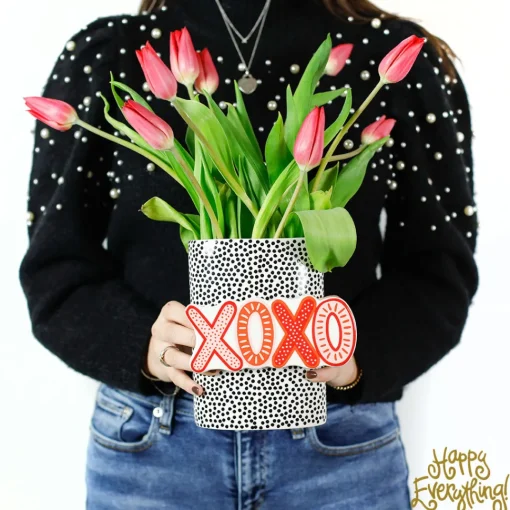 Black Small Dot Big Oval Vase by Happy Everything!
