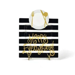 Black Stripe Square Big Entertaining Platter by Happy Everything!