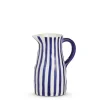 Blue and White Striped Pitcher