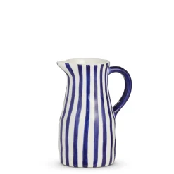 Blue and White Striped Pitcher