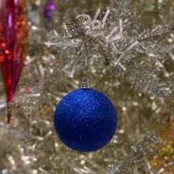 Blue Glitter Ball Ornament, 6"