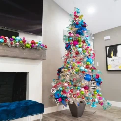 Blue Glitter Ball Ornament, 6