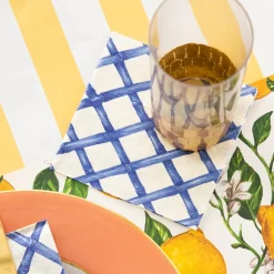 Blue Lattice Cocktail Napkin Set