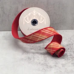 Braeburn Plaid Cranberry and Tan Ribbon, 1.5" X 10YD