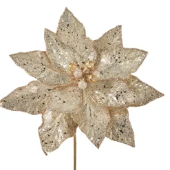 Champagne Glittered Poinsettia Stem