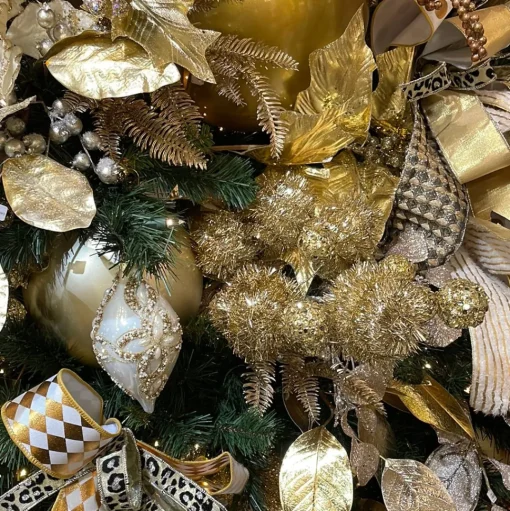Champagne Tinsel Ball Pick
