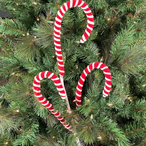 Chenille Peppermint Candy Cane Spray