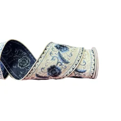 Chinoiserie Peony Ribbon, 4" X 5YD
