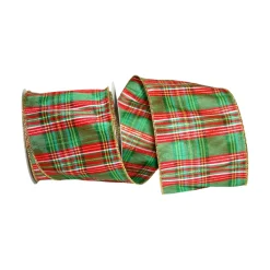 Christmas Dupioni Plaid Ribbon, 4" X 10YD