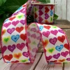 Colorful Hearts on White Ribbon with Pink Edge, 1.5“ x 10YD