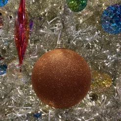 Copper Glitter Ball Ornament, 6"