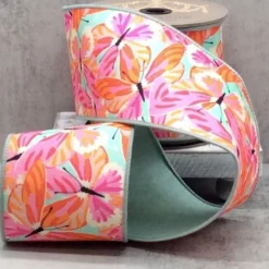 Dupion Colorful Butterflies Ribbon, 4" x 10YD