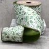 Dupion Green Floral Rabbit Ribbon, 4" x 10YD