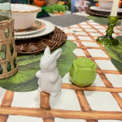 Easter Bunny and Cabbage Leaf Salt and Pepper Shaker Set