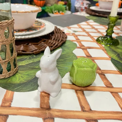 Easter Bunny and Cabbage Leaf Salt and Pepper Shaker Set
