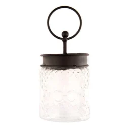 Embossed Glass Jar with Black Lid by The Round Top Collection