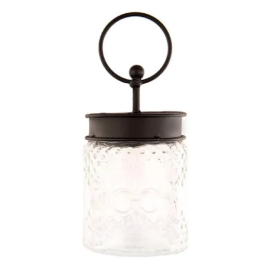 Embossed Glass Jar with Black Lid by The Round Top Collection