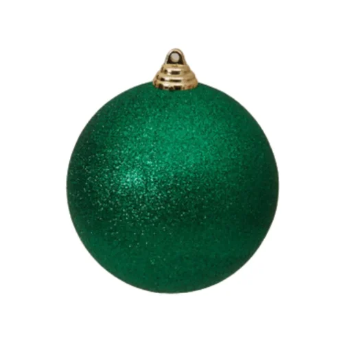 Emerald Green Glitter Ball Ornament, 4"