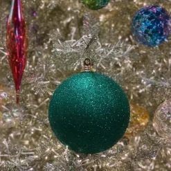 Emerald Green Glitter Ball Ornament, 8"
