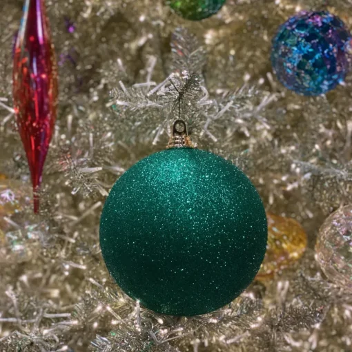 Emerald Green Glitter Ball Ornament, 8"