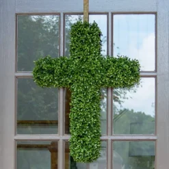 Faux Boxwood Cross
