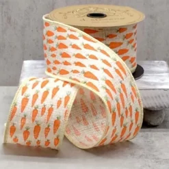 Faux Rattan Orange Carrot Ribbon, 2.5" x 10YD