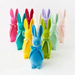 Flocked Button Nose Bunny Figurine, 16"