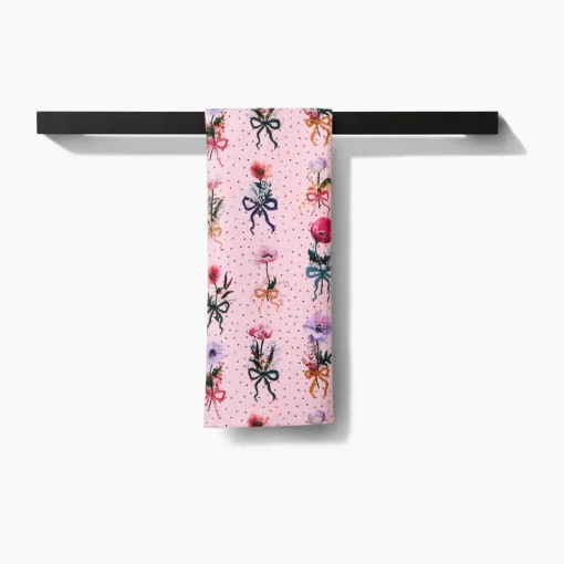 Floral Bows and Dots Tea Towel