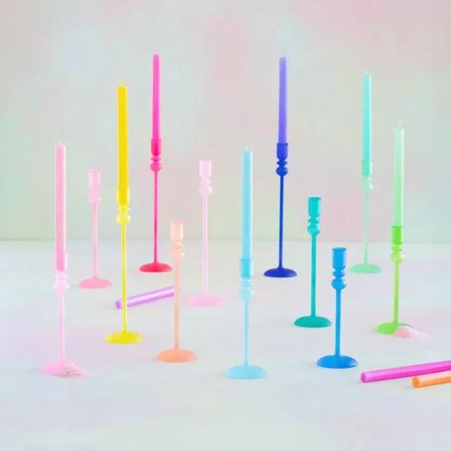 Frosted Taper Candle Holder by Glitterville