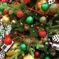 Glitter Ball Garland in Red and Emerald, 5'