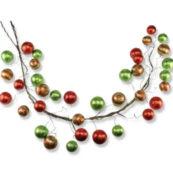 5' Glitter Ball Garland Red and Lime
