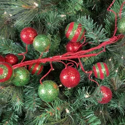 5' Glitter Ball Garland Red and Lime