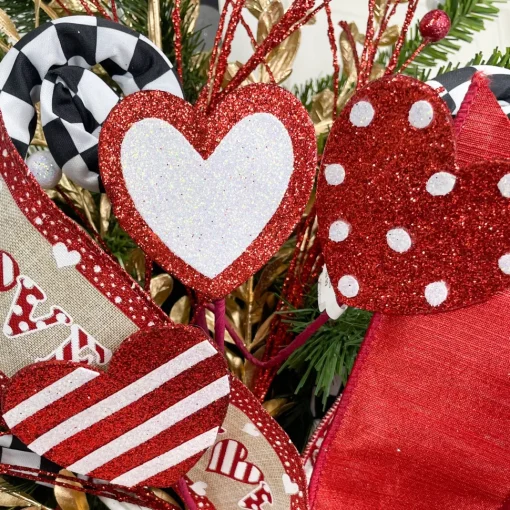 Glitter Heart Twig Spray
