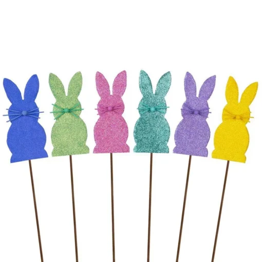 Glitter Mini Bunny Stake Set