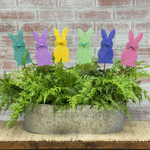 Glitter Mini Bunny Stake Set