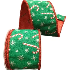 Green Peppermint Candy Cane Ribbon, 4" X 10YD