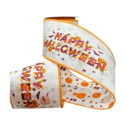Grosgrain Happy Halloween Pumpkin Ribbon, 4" X 10YD