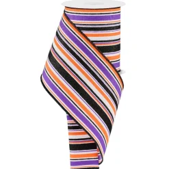 Halloween Vertical Stripe Ribbon, 4" X 10YD