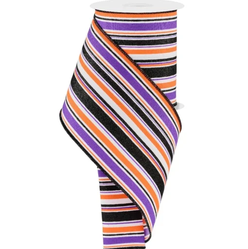 Halloween Vertical Stripe Ribbon, 4" X 10YD