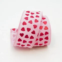 Hearts on Light Pink Ribbon 2.5"X10YD